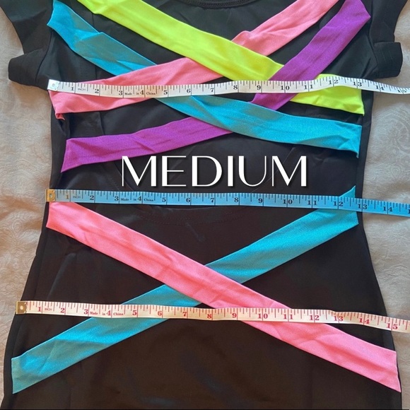 ✨NEW✨ Black Mini Dress with Neon Straps on Back - Picture 5 of 6